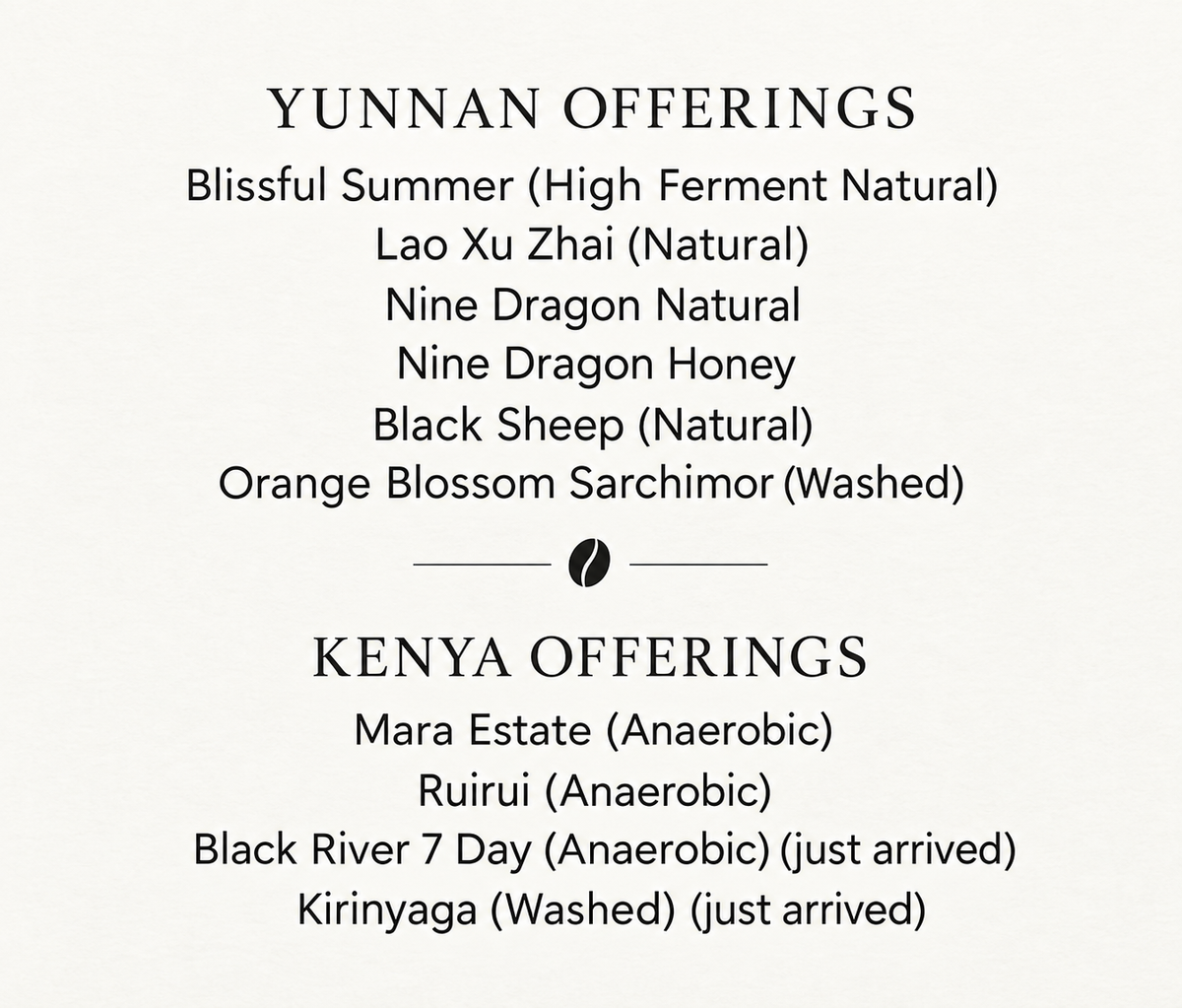UNROASTED SAMPLES 150g each